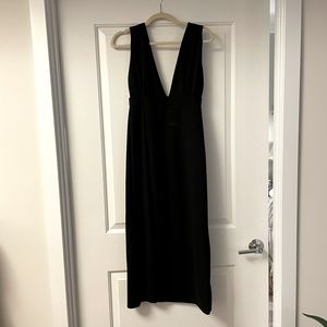High-slit black dress